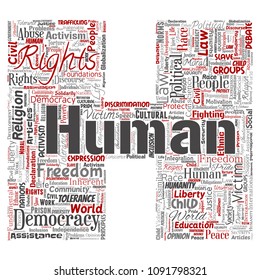 Vector conceptual human rights political freedom, democracy letter font H word cloud isolated background. Collage of humanity tolerance, law principles, people justice or discrimination concept