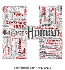Vector conceptual human rights political freedom, democracy letter font H word cloud isolated background. Collage of humanity tolerance, law principles, people justice or discrimination concept