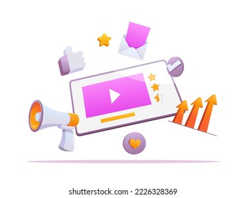 Vector Conceptual Illustration of Digital Marketing. Can be used for website banner and mobile website or Landing page. Cartoon design.