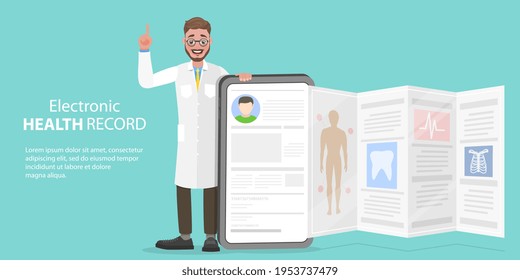 Vector Conceptual Illustration Of EHR - Electronic Health Record.