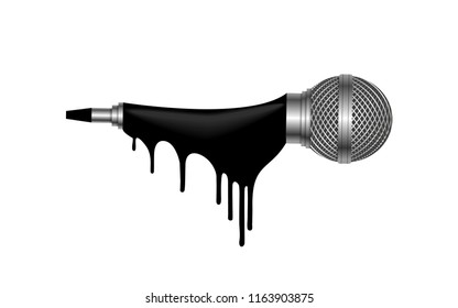 Vector conceptual illustration.  The hot microphone melts. Illustration for club parties, concerts, albums, prints.