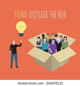 vector conceptual illustration on the idea Thinking outside the box