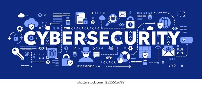 Vector ilustración conceptual relacionada con la ciberseguridad, la protección de la información personal, la seguridad de los datos privados. Fondo sólido del doodle o Anuncio para el Sitio web o el App móvil