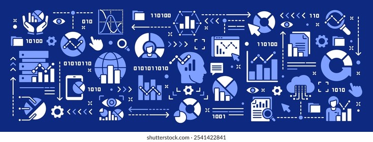 Vector ilustración conceptual relacionada con estadísticas, análisis de datos, infografía. Anuncio o fondo sólido del doodle para el Sitio web o el App móvil