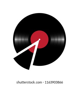 Vector conceptual illustration. Vinyl plate in the form of pizza.