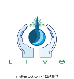 vector conceptual image of saving lives and preserving the forests on Earth