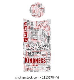 Vector islam conceptual, profeta, letra de mezquita fuente de la palabra roja nube aislado fondo. Collage de musulmanes, ramadam, quran, peregrinación, allah, deberes, arte, caligrafía, oriental, concepto de tradición