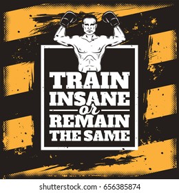 Vector conceptual motivational poster for a boxing club in the grunge style. Excellent advertisement for the boxing hall