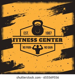 Vector conceptual motivational poster for a fitness center, club in the grunge style. Excellent advertisement for the gym