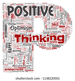 Vector conceptual positive thinking, happy strong attitude letter font P word cloud isolated on background. Collage of optimism smile, faith, courageous goals, goodness or happiness inspiration