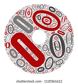 Vector conceptual red, gray and black playful funny education font made of number collection or group on character shapes isolated on white background. A modern art alphabet learning element design