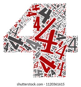 Tipo de letra de educación divertida, teñida de color rojo, gris y negro, de colección de números o grupo sobre formas de caracteres aisladas en fondo blanco. Diseño de elementos de aprendizaje de arte moderno