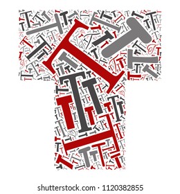 Vector conceptual red, gray and black playful funny education font made of letter collection or group on character shapes isolated on white background. A modern art alphabet learning element design