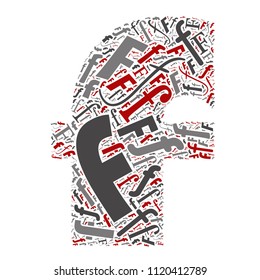 Vector conceptual red, gray and black playful funny education font made of letter collection or group on character shapes isolated on white background. A modern art alphabet learning element design