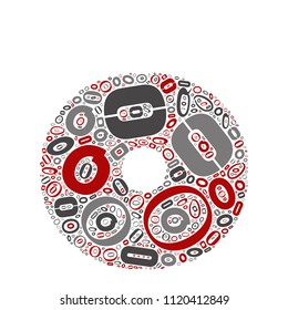 Vector conceptual red, gray and black playful funny education font made of letter collection or group on character shapes isolated on white background. A modern art alphabet learning element design