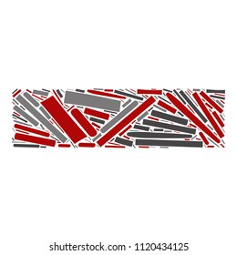 Vector conceptual red, gray and black playful funny education font made of symbol collection or group on character shapes isolated on white background. A modern art alphabet learning element design
