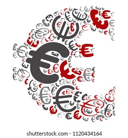 Vector conceptual red, gray and black playful funny education font made of symbol collection or group on character shapes isolated on white background. A modern art alphabet learning element design