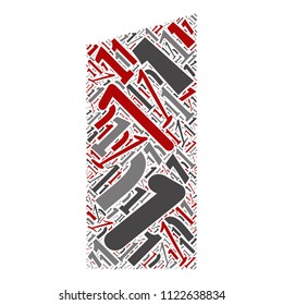 Vector conceptual red, gray and black playful funny education font made of number collection or group on character shapes isolated on white background. A modern art alphabet learning element design