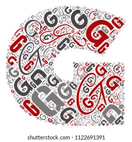 Vector conceptual red, gray and black playful funny education font made of letter collection or group on character shapes isolated on white background. A modern art alphabet learning element design