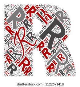 Vector conceptual red, gray and black playful funny education font made of letter collection or group on character shapes isolated on white background. A modern art alphabet learning element design