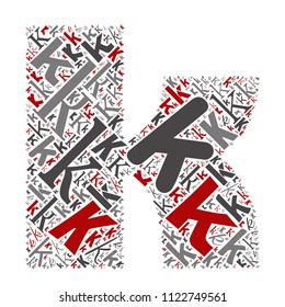 Vector conceptual red, gray and black playful funny education font made of letter collection or group on character shapes isolated on white background. A modern art alphabet learning element design