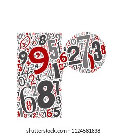 Vector conceptual red, gray and black playful funny education font made of number collection or group on character shapes isolated on white background. A modern art alphabet learning element design