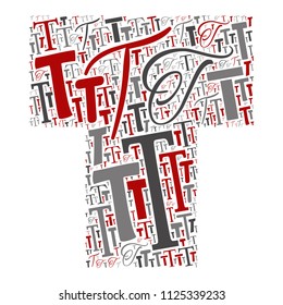 Letra vectorial de educación divertida, teñida de color rojo, gris y negro, hecha de colección de letras o grupo sobre formas de caracteres aisladas en fondo blanco. Diseño de elementos de aprendizaje de arte moderno