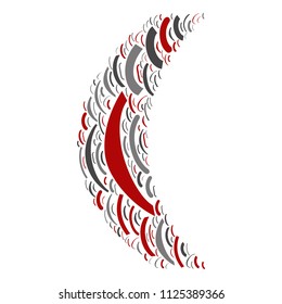 Vector conceptual red, gray and black playful funny education font made of symbol collection or group on character shapes isolated on white background. A modern art alphabet learning element design