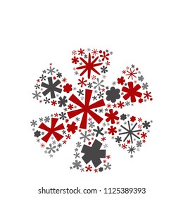 Vector conceptual red, gray and black playful funny education font made of symbol collection or group on character shapes isolated on white background. A modern art alphabet learning element design