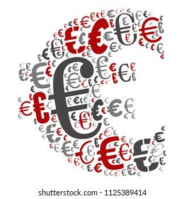 Vektorkonzeptuelle, rote, graue und schwarze, spielerische, lustige Bildungs-Schriftart aus Symbolsammlung oder Gruppe auf Zeichenformen einzeln auf weißem Hintergrund. Ein modernes Design für das Lernen von Alphabeten