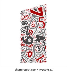 Vector conceptual red, gray and black playful funny education font made of number collection or group on character shapes isolated on white background. A modern art alphabet learning element design