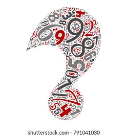 Vector conceptual red, gray and black playful funny education font made of number collection or group on character shapes isolated on white background. A modern art alphabet learning element design