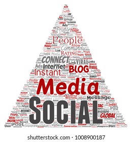 Vektor konzeptuelle Social-Media-Netzwerke oder Kommunikation Web-Marketing-Technologie Dreieck-Pfeil-Wolke einzeln auf dem Hintergrund. Eine Schlagzeile für ein weltweites Gemeinschaftskonzept oder Werbung