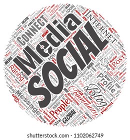 Vector conceptual social media networking or communication web marketing technology round circle red word cloud isolated on background. A tagcloud for global community worldwide concept or advertising