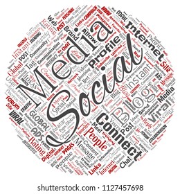 Vetor conceitual rede de mídia social ou comunicação web marketing tecnologia rodada círculo vermelho palavra nuvem isolada no fundo. Um tagcloud para conceito ou publicidade mundial da comunidade global