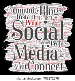 Vektorspezifische Social-Media-Netzwerke oder Kommunikation Web-Marketing-Technologie Bürste oder Papier Wort-Cloud einzeln auf dem Hintergrund. Eine Schlagzeile für ein weltweites Gemeinschaftskonzept oder Werbung
