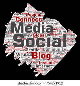Vector conceptual social media networking or communication web marketing technology brush or paper word cloud isolated on background. A tagcloud for global community worldwide concept or advertising