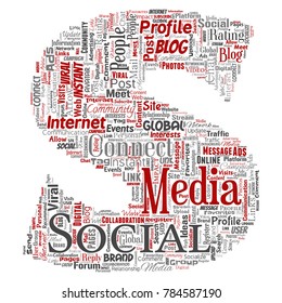 Vector conceptual de redes sociales o comunicación web de tecnología de marketing letra fuente S palabra cloud aislado en segundo plano. Un tagcloud para el concepto o la publicidad de la comunidad mundial