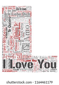 Vector conceptual sweet romantic I love you multilingual message letter font L red word cloud isolated background. Collage of valentine day, romance affection, happy emotion or passion lovely concept