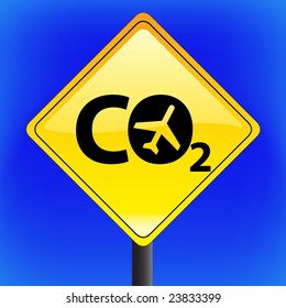 vector conceptual warning sign with sky in background - global warming part 1