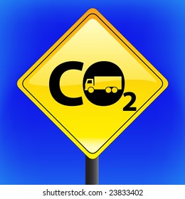 vector conceptual warning sign with sky in background - global warming part 2