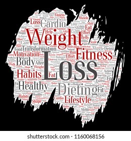 Vetor conceitual perda de peso saudável dieta transformação pintura pincel papel palavra nuvem isolado fundo. Colagem de fitness motivação estilo de vida, antes e depois do treino conceito de beleza corpo magro