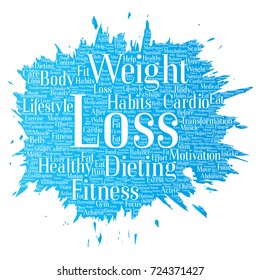 Vetor conceitual perda de peso saudável dieta transformação pintura pincel palavra nuvem isolado fundo. Colagem de fitness motivação estilo de vida, antes e depois do treino conceito de beleza corpo magro