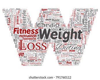 Pérdida de peso conceptual vectorial letra de transformación de dieta saludable fuente W palabra nube aislado fondo. Collage del estilo de vida de motivación de fitness, antes y después del ejercicio del concepto delgado de belleza corporal