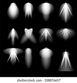 Vector Concert Lighting. Stage Spotlights Background. Lantern Illuminates The Dark Background. Spotlight Pattern
