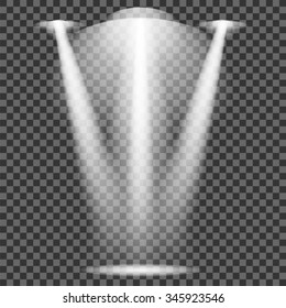 Vector Concert Lighting. Stage Spotlights Background. Lantern Illuminates Checkered Background. Spotlight Pattern