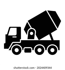 Vector Concrete Mixer Glyph Icon Design
