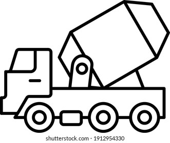 Vector Concrete Mixer Outline Icon Design
