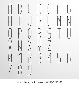 Vector condensed monospaced light font