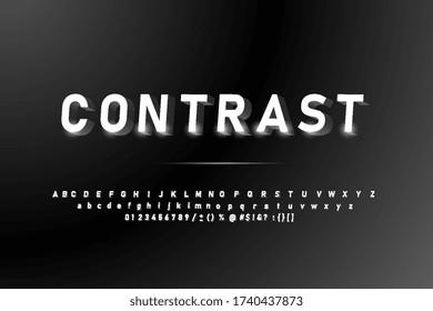 Vector condensó el diseño original del tipo de letra del alfabeto blanco y negro, un conjunto de caracteres. Control sencillo del color de la muestra.
